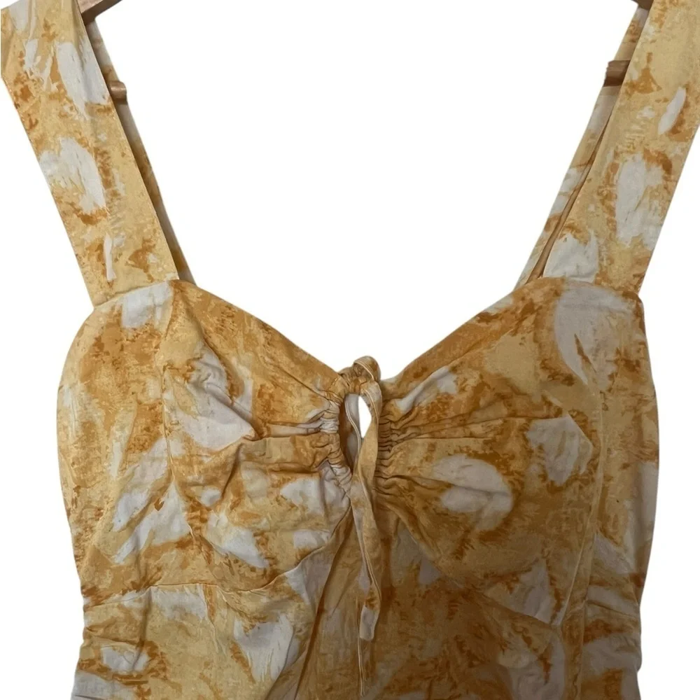 Louna Mini Dress – White & Yellow – Size Large – Perfect for Spring & Summer!